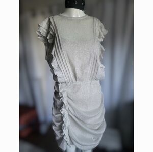 Chic Silver Ruffled Mini Dress